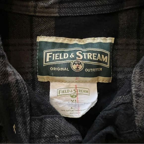 Field & Stream 1871 Men’s size XL Plaid Heavy Flannel Button Up Shirt Coat - Picture 6 of 8